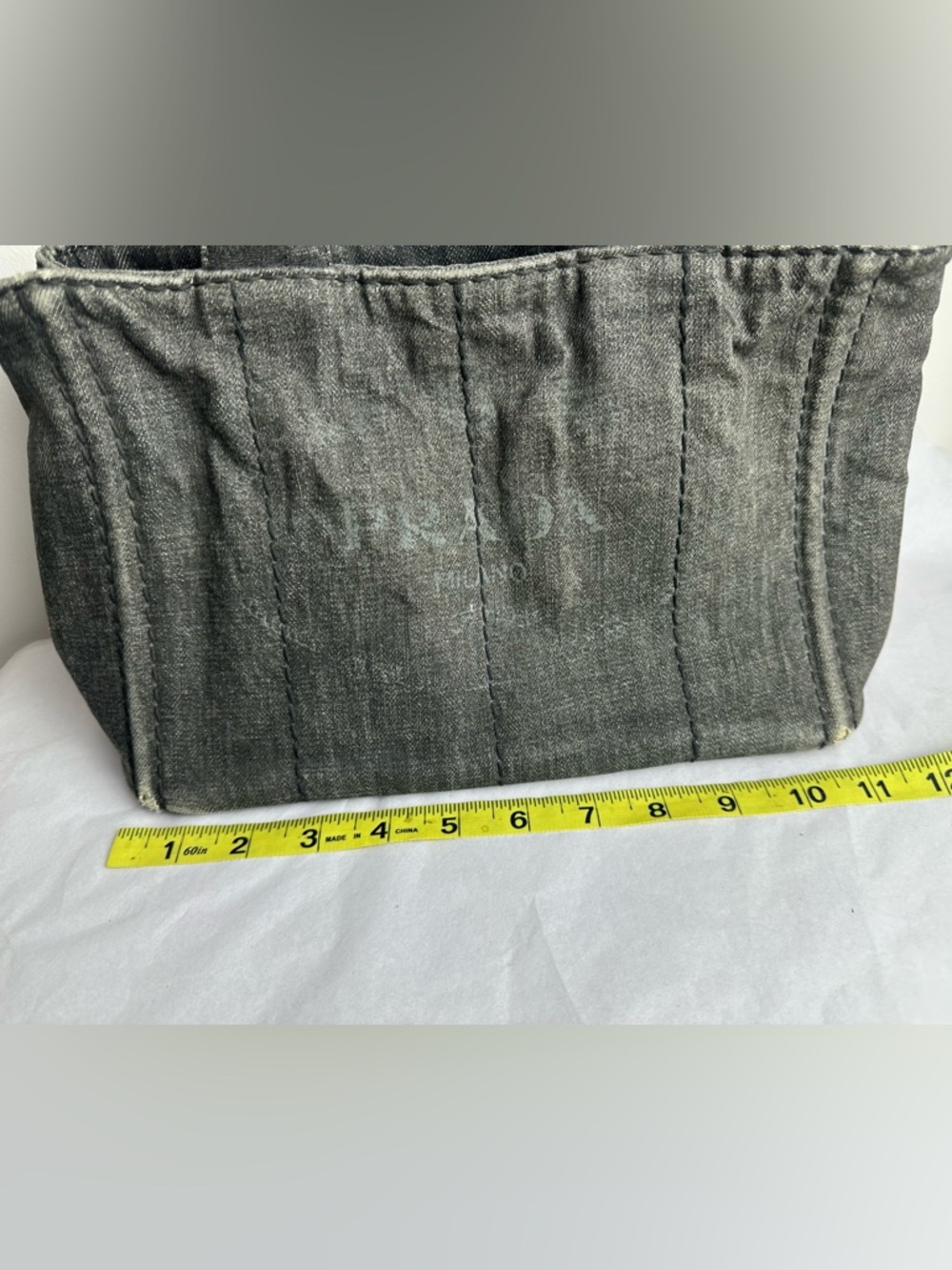 Prada Canapa Washed Black Denim Tote - Picture 4 of 16